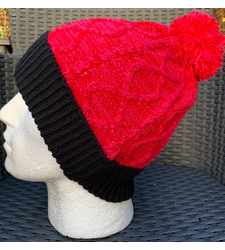 Mens Ladies Hat Knitted Beanie Chunky Pom Pom Pink Red Black One