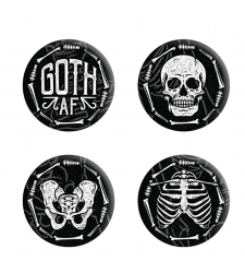 Goth Af Badge Skeleton Parts Set of 4 Badges