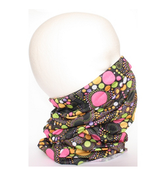 Black Neck Tube Snood Scarf Pink Yellow Retro Circles