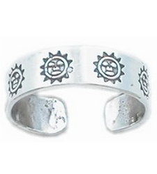Silver Toe Ring Smiling Sun