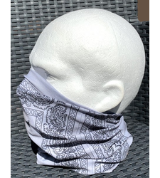 Neck Tube Snood Scarf Grey Black Paisley