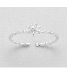 Silver Toe Ring Twisted Flower Gift Boxed