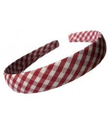 Burgundy BIG Check Gingham 2cm Girls School Alice Band Headband