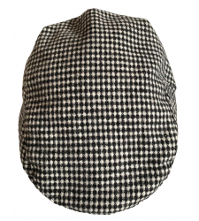Mens Flat Cap Hat Tweed Wool Blend 59-60cm L to XL Black White C