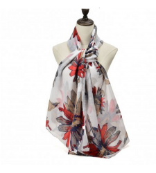 Red Flower Print Scarf