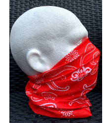 Neck Tube Snood Scarf Face Cover Red White Paisley