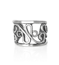 Silver Twisted Vines Wide Ear Cuff