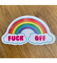 Fuck off Rainbow Clouds Sticker