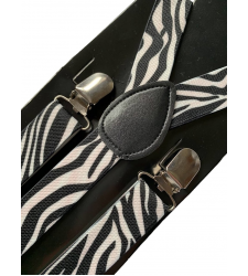 Unisex Adjustable Braces Zebra print Black White