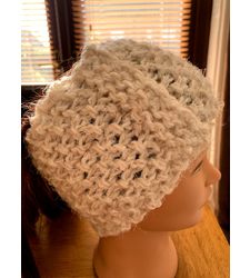 Hand Knitted White Cream Dusky Pink Wide Headband