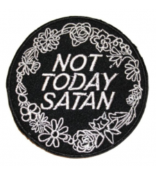 Not Today Satan Iron on Sew On Cloth Patch Black Silver Vegan ad
