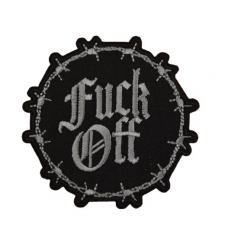 Fuck Off Iron on Sew On Cloth Patch Black Silver Vegan adhesive