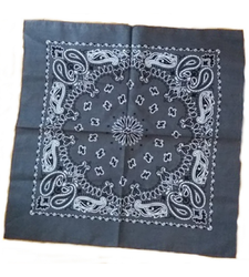 Extra Large Grey Black White Western paisley bandana scarf