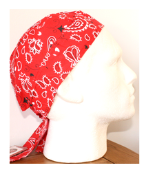 Red White Paisley Zandana easy tie Bandana