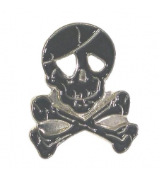 Black Skull Crossbones Metal Enamel Lapel Pin Badge Brooch
