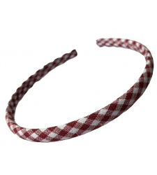 Burgundy Gingham Alice Headband Hair Band School Uniform