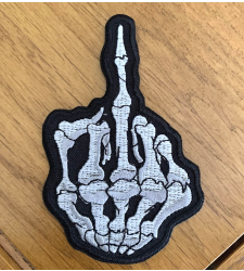 Skeleton Hand middle finger Iron on Sew On Cloth Patch Vegan adh