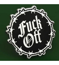 Fuck Off Black White Barbed Wirel Metal Pin Badge
