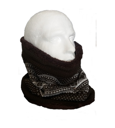 Winter Scarf Reversible Fleece Knitted Fair isle Black Grey Snoo