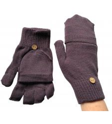 Ladies or Unisex Finglerless Gloves with Mitten Flap Purple