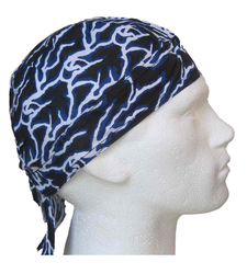 Black Fitted Bandana Blue White Lightning