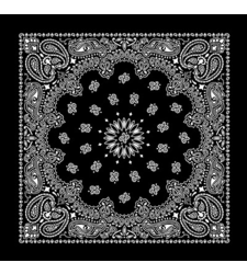 Extra Large Black and White round western paisley bandana scarf