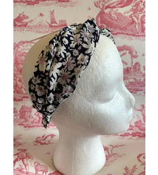 Ladies Girls Wide Headband Alice Band Hard Navy Blue Dasies