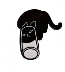 Black Cat Tall Glass Enamel Pin Badge Cat Lover Gift