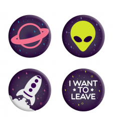 I Want To Leave Alien Badge Pack set of 4