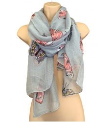 Pink Butterfly Print Scarf