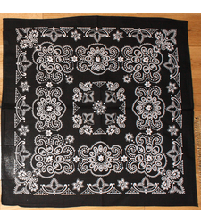 Extra Large Cotton Bandana Scarf Texas Paisley Black White