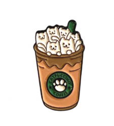 Cat Litter Latte Coffee Cup Enamel Pin Badge Cute Gift