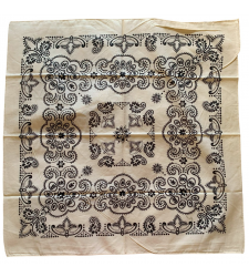 Extra Large Cotton Bandana Scarf Texas Paisley CREAM Distressed