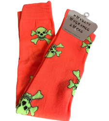 Orange Over Knee Socks UK size 12 to 3 EU 31/36 Skulls