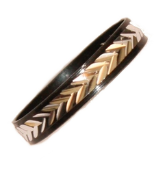 Black Silver Metal Thumb Half Ring Herringbone Costume Jewellery