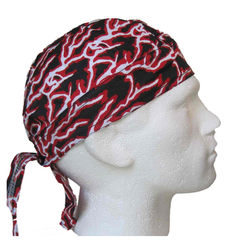 Black Fitted Bandana Red White Lightning