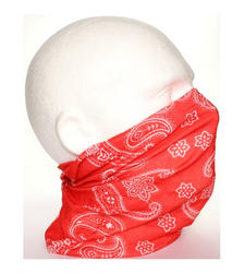 Red White Paisley Neck Tube Snood Scarf