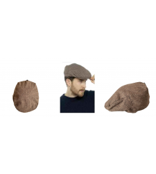 Mens Flat Cap Hat Tweed Wool Blend 59-60cm L to XL Brown