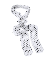 White Black Polka Dot Scarf and Rosette Clip Set