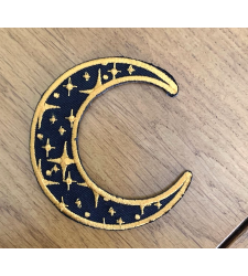 Gold Crescent Moon Patch Vegan adhesive ron on Sew On Cloth