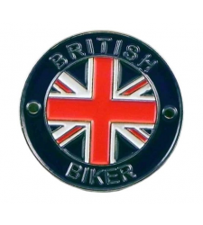 British Biker Round Metal Enamel Lapel Pin Badge Brooch