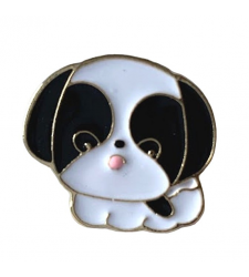 Black White Puppy Metal Enamel Lapel Pin Badge Brooch