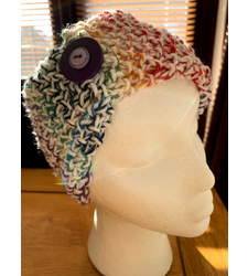 Hand Knitted Wide Headband Multicoloured White