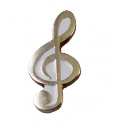 Chrome Treble Clef Music Musical Notes Pin Badge