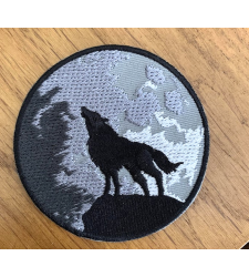 Howling Wolf Moon Patch Vegan adhesive Iron on Sew On Cloth