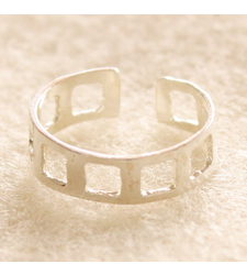 Silver Toe Ring Square Holes