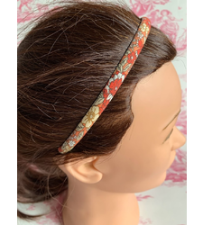 Ladies Girls Alice Band Headband Hairband Slim Red Floral 1cm