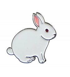 White Rabbit Enamel Pin Badge Animal Pet Lover Gift