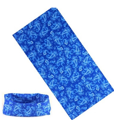Royal Blue White Jumble Paisley Neck Tube Snood Scarf
