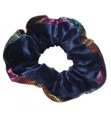 Blue Velvet Hair Scrunchie Holographic edges